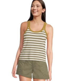 Prana Cozy Up Scoop Tank Retro Olive Stripe