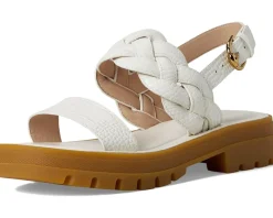 Cole Haan Cressida Lug Sandals Ivory Croc Print Leather New