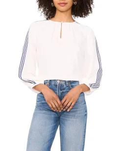 Vince Camuto Crew Neck Center Front Shirring New Ivory Outlet