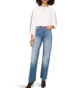 Vince Camuto Crew Neck Center Front Shirring New Ivory Outlet