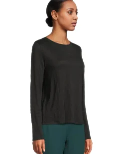 Eileen Fisher Crew Neck Long Sleeve Tee Black Best