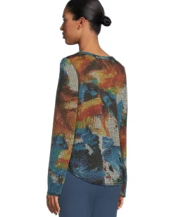 Women Elliott Lauren Crew Neck Long Sleeve Top with Overlok Stitching