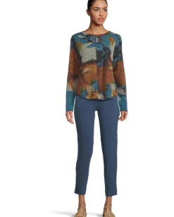 Women Elliott Lauren Crew Neck Long Sleeve Top with Overlok Stitching