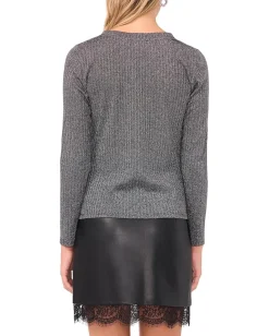 Vince Camuto Crew Neck Long Sleeve Top Rich Black Best