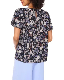 Women Vince Camuto Crew Neck Shirring with Tulip Sleeves