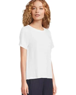 Eileen Fisher Crew Neck Short Sleeve Tee White Clearance