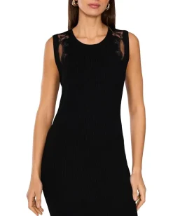 Women Vince Camuto Crew Neck Tank Dress With Embroidery Mesh