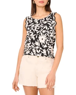 Women Vince Camuto Crew Neck Tank With Scallops