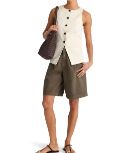 Madewell Crewneck Cutaway Vest - Tencel Twill Vintage Ivory New