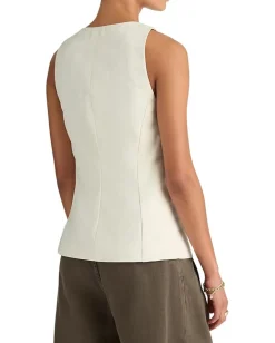 Madewell Crewneck Cutaway Vest - Tencel Twill Vintage Ivory New