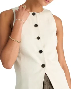 Madewell Crewneck Cutaway Vest - Tencel Twill Vintage Ivory New