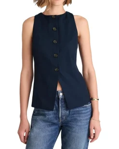 Women Madewell Crewneck Cutaway Vest - Tencel Twill