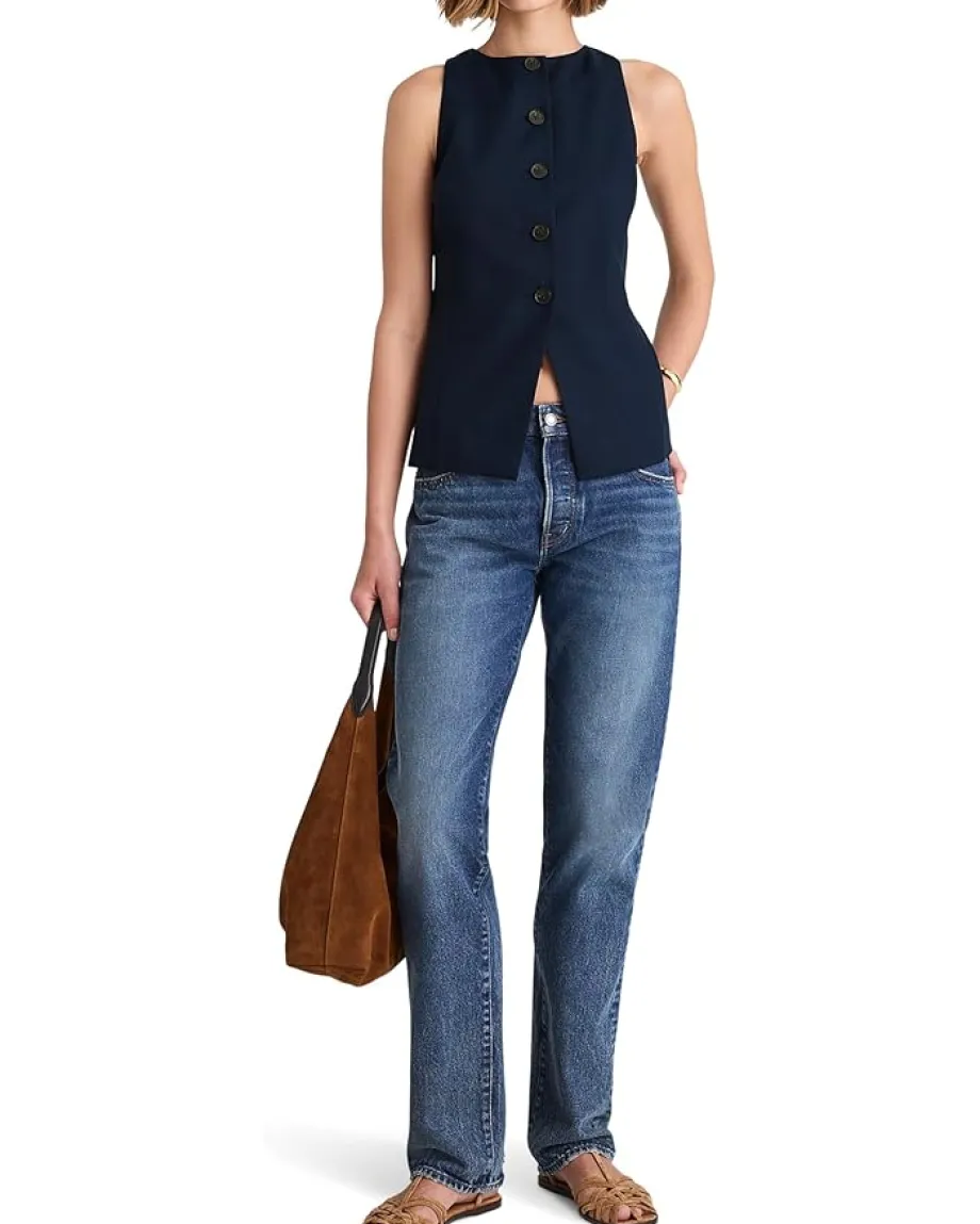 Women Madewell Crewneck Cutaway Vest - Tencel Twill