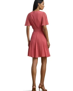 Women Lauren Ralph Lauren Crinkle Georgette Surplice Dress