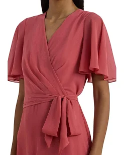 Women Lauren Ralph Lauren Crinkle Georgette Surplice Dress