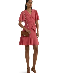 Women Lauren Ralph Lauren Crinkle Georgette Surplice Dress