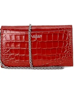 Lauren Ralph Lauren Croc-Embossed Medium Adair Crossbody Madison Red Outlet