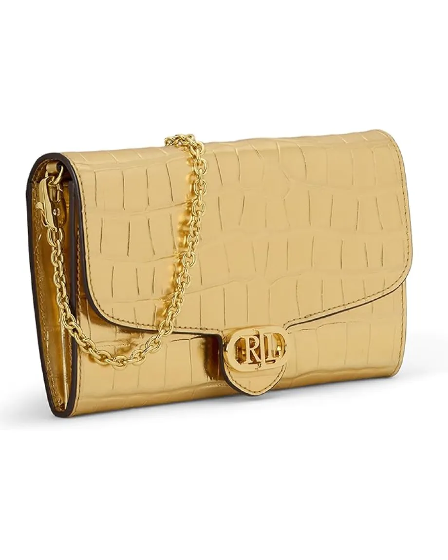 Lauren Ralph Lauren Croc-Embossed Medium Adair Crossbody Modern Gold Outlet