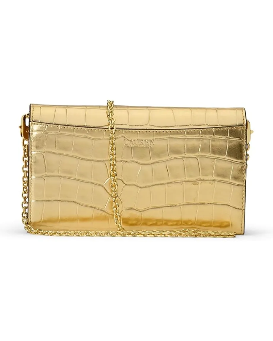 Lauren Ralph Lauren Croc-Embossed Medium Adair Crossbody Modern Gold Outlet