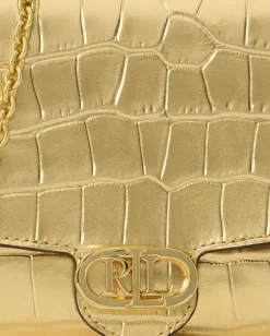 Lauren Ralph Lauren Croc-Embossed Medium Adair Crossbody Modern Gold Outlet
