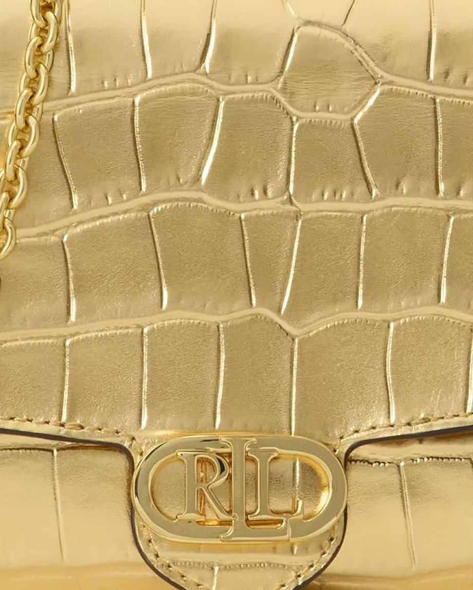 Lauren Ralph Lauren Croc-Embossed Medium Adair Crossbody Modern Gold Outlet