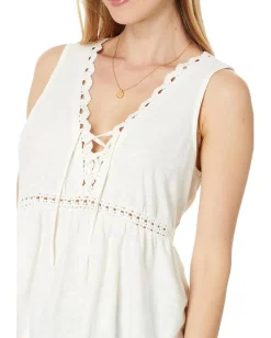 Lucky Brand Crochet Trim Swing Tank Gardenia Clearance
