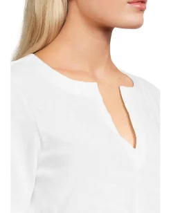 Lilla P Cuffed Sleeve Split Neck White Best