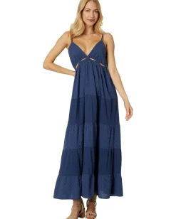 Women Lucky Brand Cutout Tiered Maxi Dress