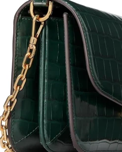 Kate Spade New York Dakota Croc Embossed Leather Medium Convertible Shoulder Bag Rock Garden New