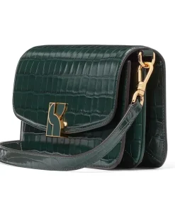 Kate Spade New York Dakota Croc Embossed Leather Medium Convertible Shoulder Bag Rock Garden New