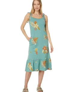 Toad&Co Dandelion Midi Sleeveless Dress Mineral LG Floral Print Clearance