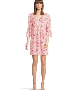 Lilly Pulitzer Danika 3/4 Sleeve Tunic Dress Raspberry Rouge Animal Magnetism Outlet