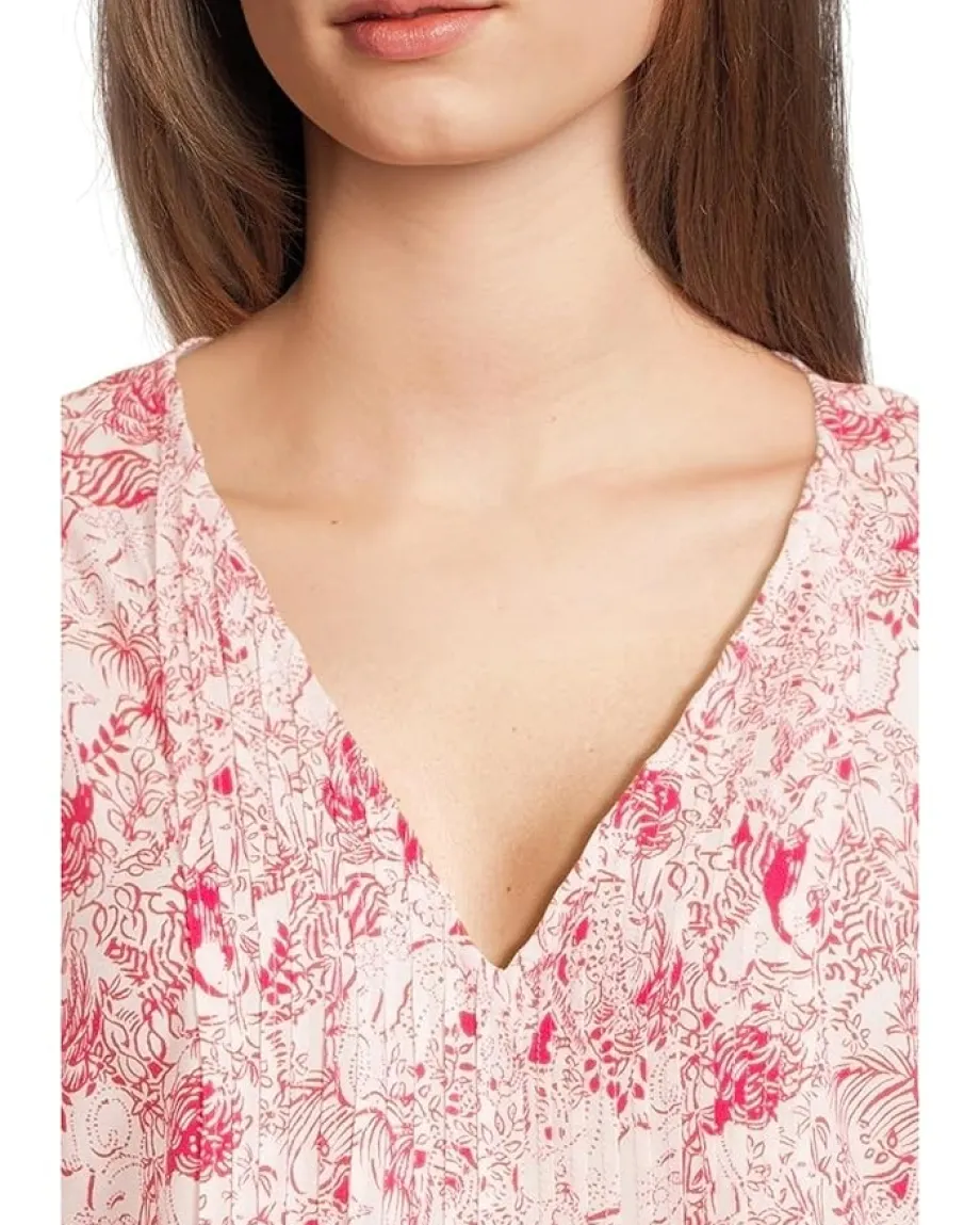 Lilly Pulitzer Danika 3/4 Sleeve Tunic Dress Raspberry Rouge Animal Magnetism Outlet