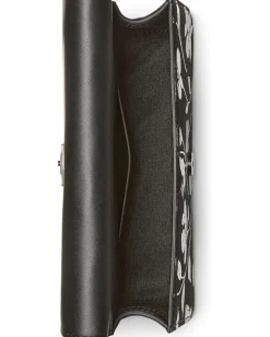 Kate Spade New York Deco Uptown Blooms Printed Suede Mini Flap Chain Crossbody Black