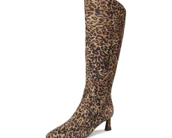 Naturalizer Deesha Wide Calf Knee High Boots Leopard Print Suede New