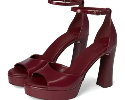 Naturalizer Delphie Strappy Sandals Cranberry Red Leather Outlet
