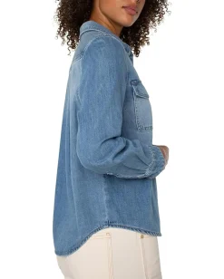 Women Liverpool Los Angeles Denim Shirt With Patch Pockets