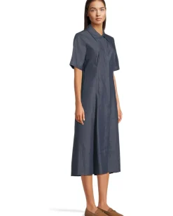 Women Vince Denim Short Sleeve Shirt Dress