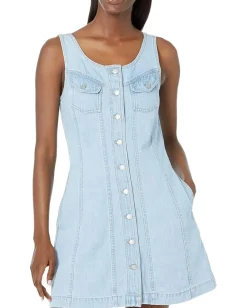 Women Madewell Denim Sleeveless Seamed Mini Dress in