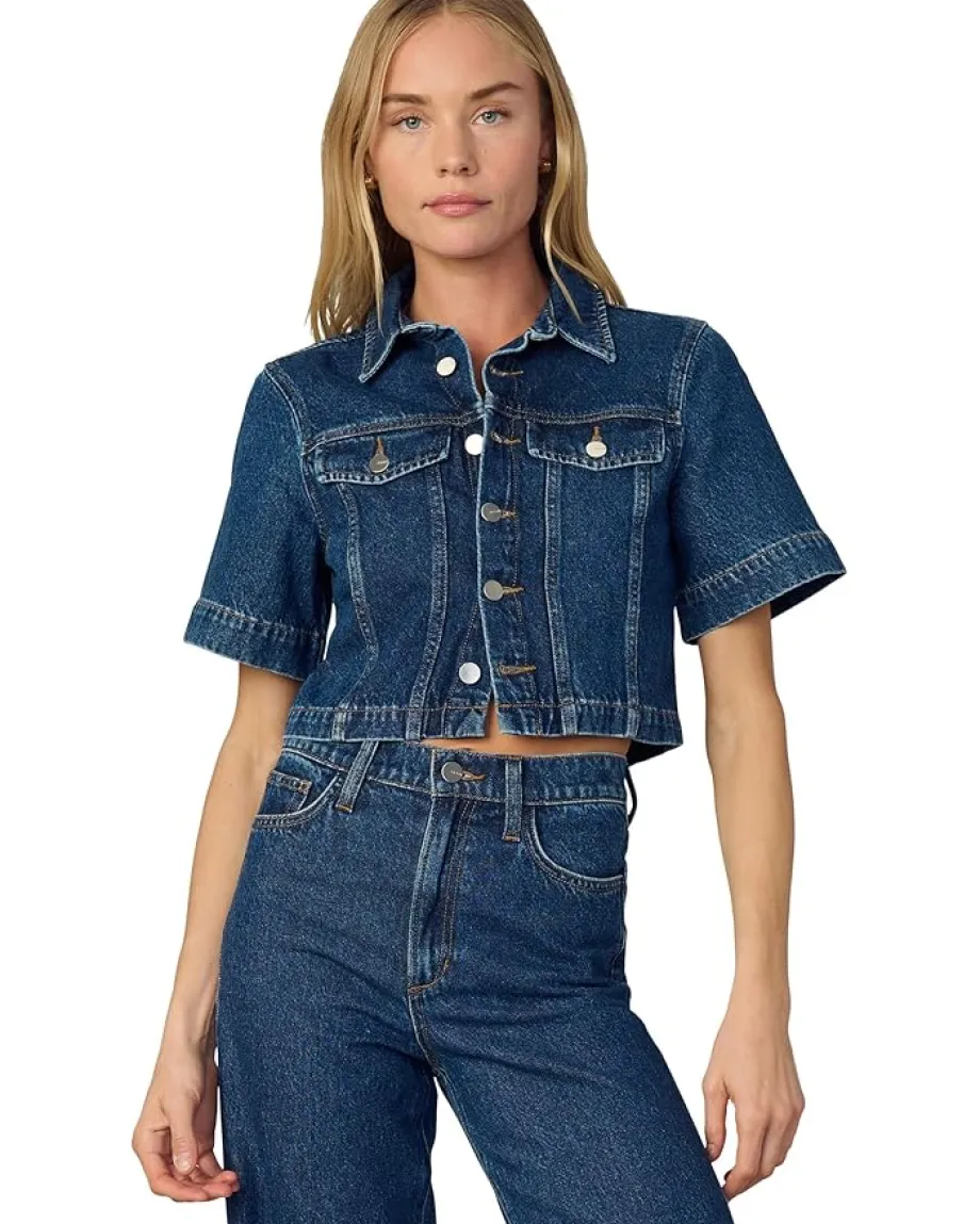 Women Joe's Jeans Denim Trucker Short Sleeve Top