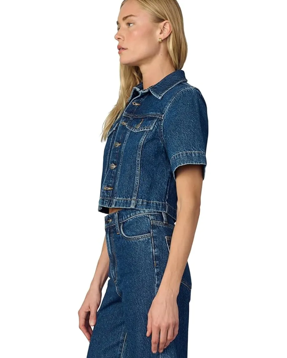 Women Joe's Jeans Denim Trucker Short Sleeve Top