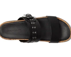 Lucky Brand Dineesa Studded Two Band Flat Sandals Black Online