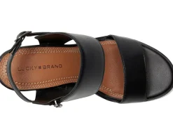 Lucky Brand Dinzin Double Band Heeled Sandals Black New