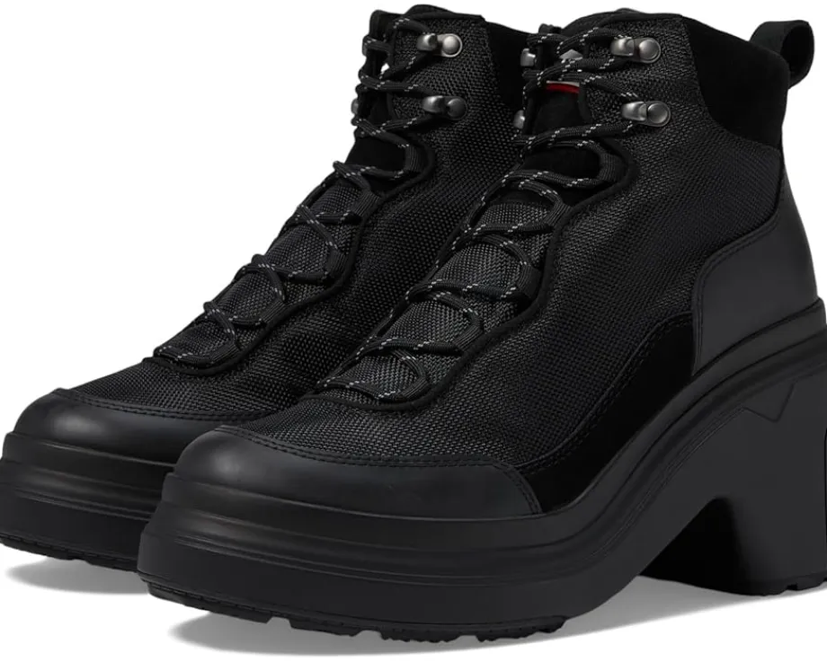 Hunter Discoverer Ankle Lace-Up Heel Boot Black Best