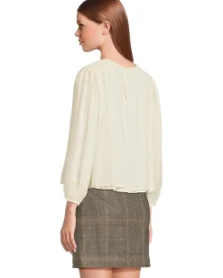 Michael Stars Dolly Blouse With Smocking Details Ivory Combo Hot