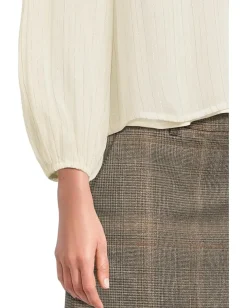 Michael Stars Dolly Blouse With Smocking Details Ivory Combo Hot