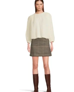 Michael Stars Dolly Blouse With Smocking Details Ivory Combo Hot