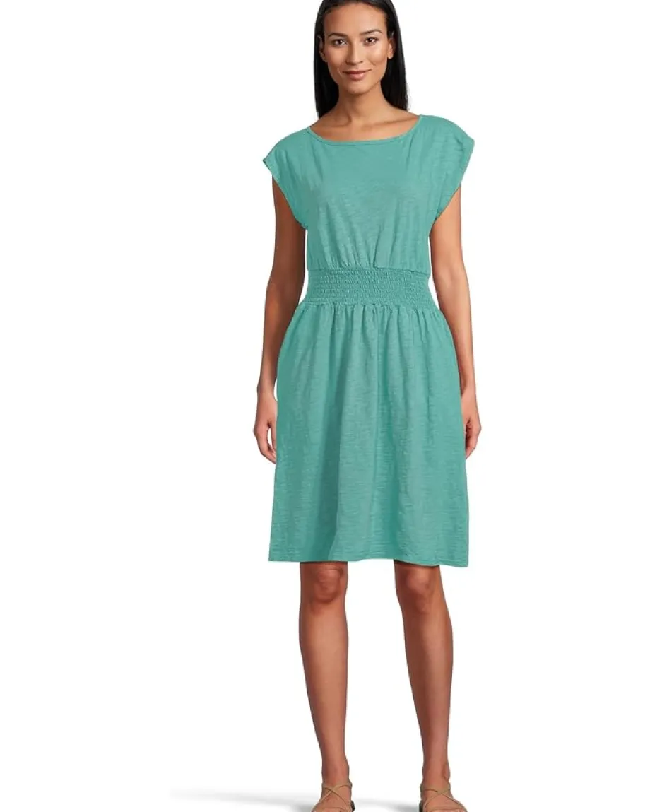 Mod-o-doc Dolman Sleeve Smocked Waist Dress Open Water New