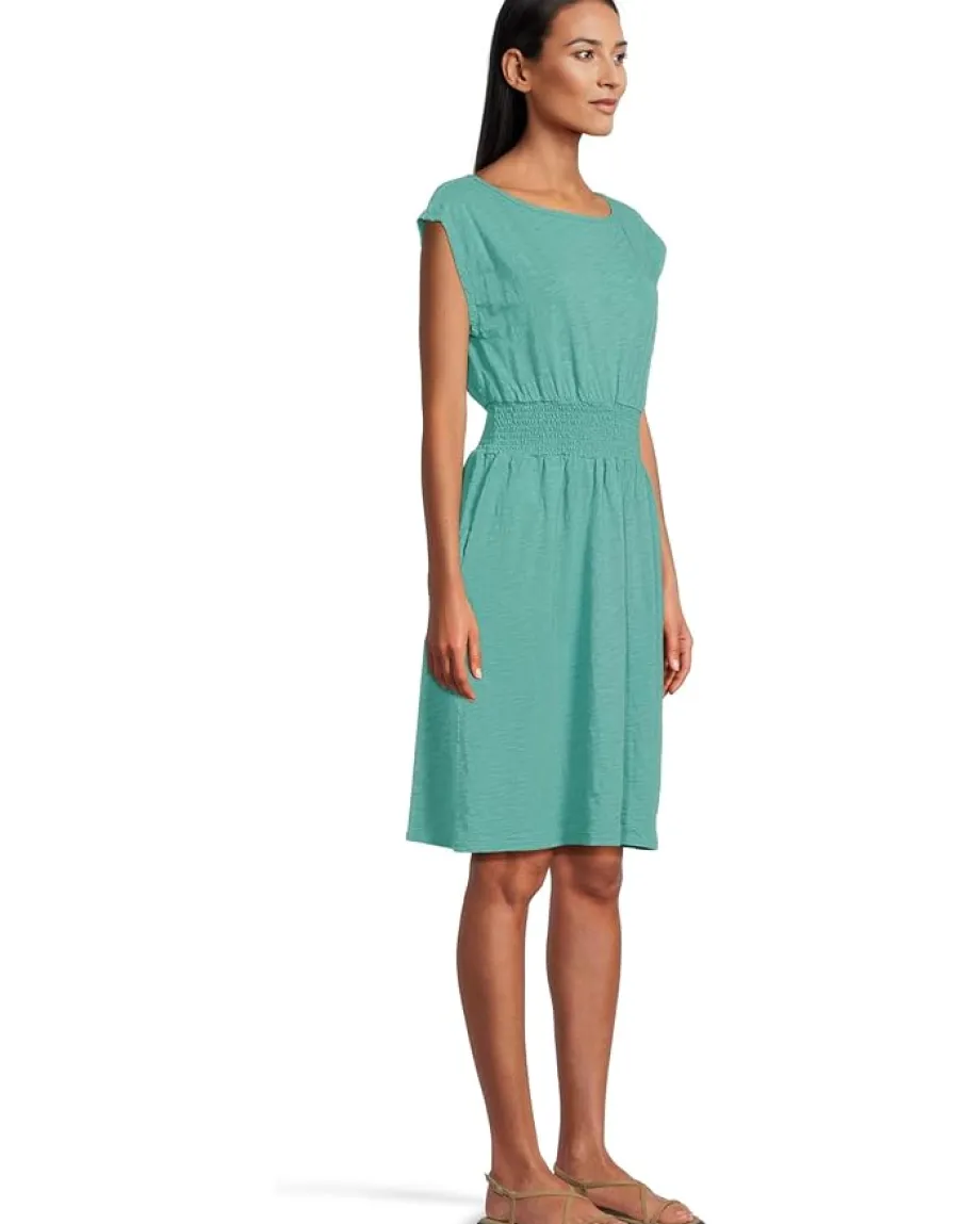 Mod-o-doc Dolman Sleeve Smocked Waist Dress Open Water New