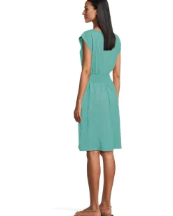 Mod-o-doc Dolman Sleeve Smocked Waist Dress Open Water New